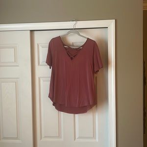Pink crisscross neckline top